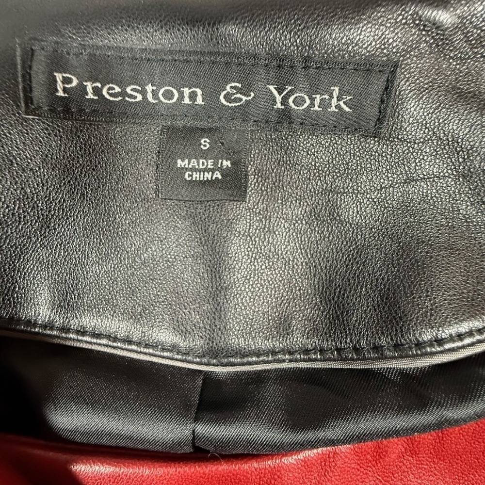 Preston York Black Red Lambskin Leather Asymmetrical Moto Mobwife Jacket Women S - Picture 2 of 11